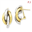 14k Two-tone Swirl Omega Back Post Earrings