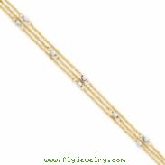 14k Two-tone Triple Strand Anklet