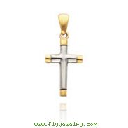 14K Two-Tone Tubular Cross Pendant