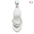 14K White  Gold  Diamond Sandal Pendant