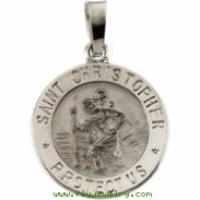 14K White 15.00 MM St. Christopher Medal