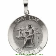 14K White 15.00 MM ST. LUKE MEDAL St.luke Medal