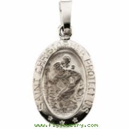 14K White 15.00X10.00 MM St. Christopher Medal