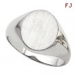 14K White 18.00X16.00 MM Gents Signet Ring W/brush Fini