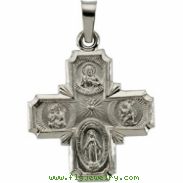 14K White 18.00X18.00 MM 4-way Cross Medal