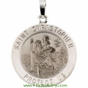 14K White 20.00 MM St. Christopher Medal