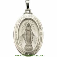 14K White 26.00 X 18.00 MM MIRACULOUS MEDAL Miraculous Medal