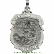 14K White 27.00X21.00 MM ST. MICHAEL MEDAL St. Michael Medal