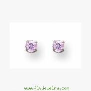 14K White 3mm Pink CZ Earrings