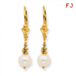 14K White Cultured Pearl Leverback Earrings