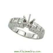 14K White Diamond Semi-Mount Ring