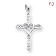 14K White Gold  Diamond Cross Pendant