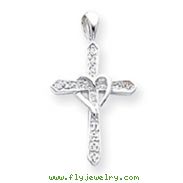 14K White Gold  Diamond Cross Pendant