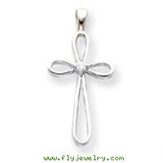 14K White Gold  Diamond Cross Pendant