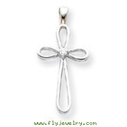 14K White Gold  Diamond Cross Pendant