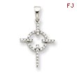 14K White Gold  Diamond Cross Pendant