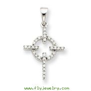 14K White Gold  Diamond Cross Pendant