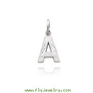 14K White Gold  Diamond-Cut Initial A Charm