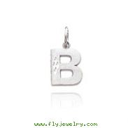 14K White Gold  Diamond-Cut Initial B Charm