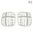 14K White Gold & Diamond Thin Basketweave Design Earrings