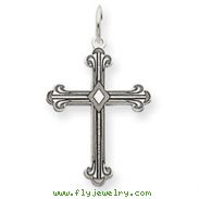 14K White Gold  Laser Designed Cross Charm