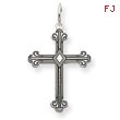 14K White Gold  Laser Designed Cross Charm