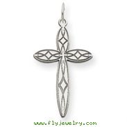 14K White Gold  Laser Designed Cross Charm