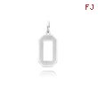 14K White Gold  Medium Satin Number 0 Charm