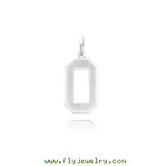 14K White Gold  Medium Satin Number 0 Charm