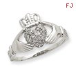 14k White Gold .01ct Diamond Claddagh Ring