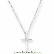 14k White Gold .01ct Diamond Cross Necklace chain