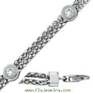 14K White Gold 0.32ct Diamond 7 Pointer & Double Chain Bracelet