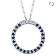 14K White Gold .04ct Diamond & Sapphire Circle Necklace