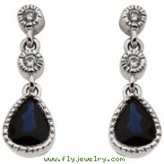 14K White Gold 05.00 X Pair Sapphire & Diamond Earrings
