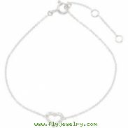 14K White Gold 07.00 Inch Diamond Heart Bracelet