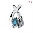 14K White Gold 07.00x05.00 Genuine Aquamarine And Diamond Pendant