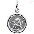 14K White Gold 10.00 Round Angel Pendant Medal