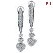 14K White Gold 1.02ct Diamond Triple Graduated Heart Earrings