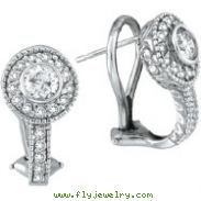 14K White Gold 1.05ct Bezel-Set Diamond French-Style Post Earrings