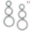 14K White Gold 1.0ct  98-Diamond Triple Circle Graduated Post Dangle Earrings