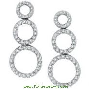 14K White Gold 1.0ct  98-Diamond Triple Circle Graduated Post Dangle Earrings