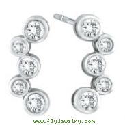 14K White Gold 1.0ct Diamond Bezel Post Earrings