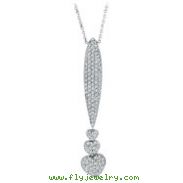 14K White Gold 1.0ct Diamond Dangling Triple Heart Pendant On Cable Chain Necklace