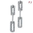 14K White Gold 1.0ct Diamond Double Rectangular Bar Dangle Earrings