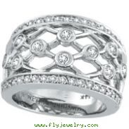 14K White Gold 1.0ct Diamond Right Hand Crossbar Ring