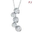 14K White Gold 1.10ct Diamond Graduated Round Bezel Pendant On Cable Chain Necklace