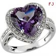 14K White Gold 12.00x12.00 Genuine Amethyst And Diamond Ring