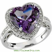 14K White Gold 12.00x12.00 Genuine Amethyst And Diamond Ring