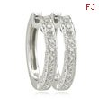 14K White Gold 1/5ct Round Diamond Hinged Hoops