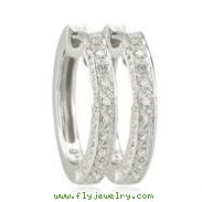 14K White Gold 1/5ct Round Diamond Hinged Hoops